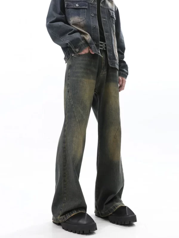 Men's Straight Jeans Baggy Autumn and Winter Stretch Make old style Fashion Wide leg pants Good quality Casual trousers - Image 4