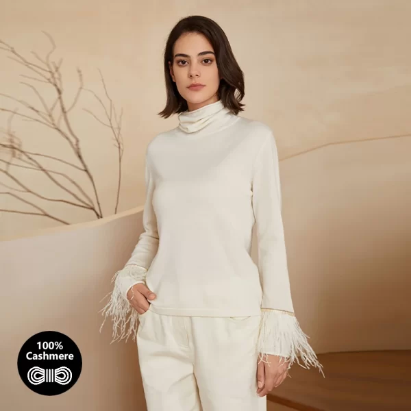 1714 In Stock Long Sleeved Tassel Turtleneck 100% Cashmere Clothes Sweater Knit Jumper Luxury Sweater Womens Sweater Top