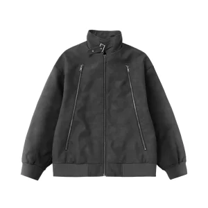 Men's Winter Jacket Baggy Casual Zipper PU leather jacket New in High Street fashion Stand collar American style coat for men