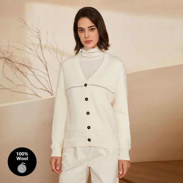 BC-283 Winter 100% Merino Wool Thick Women's Clothing Sweaters Knit Sweater Coats For Women Clothes