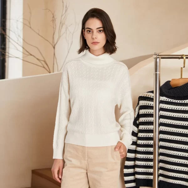 Bc-230 Luxury Womens Clothing Autumn Winter Thick Pullover Top Turtle Neck Loose 100% Cashmere Sweater for Women - Image 4