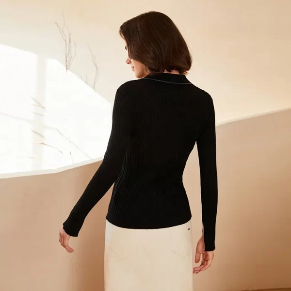 BC-326 Turn-Down Collar 60Nm 100% Merino Wool Women Knitwear Sweater Women's Sweaters Knit Sweater Clothes - Image 5