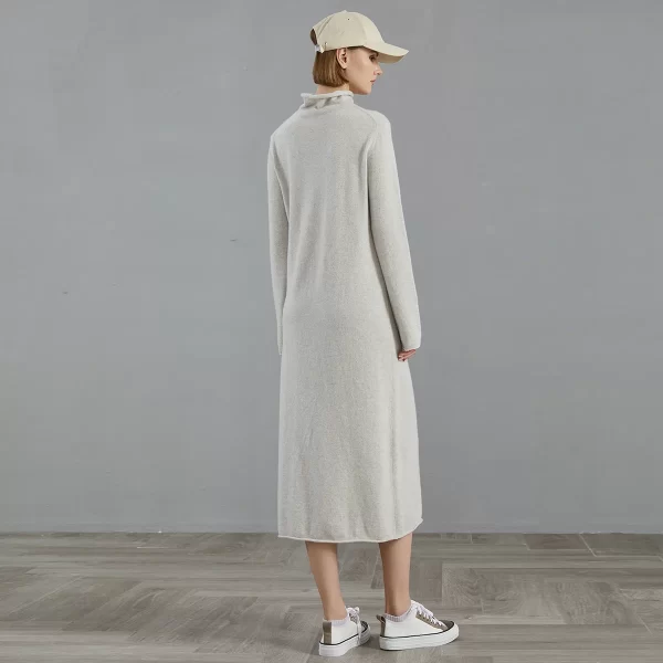 BC810 100% cashmere autumn winter turtle neck dress high quality luxury women's clothing - Image 6