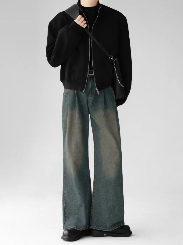 Men's Casual Jeans Baggy Wide Leg Autumn and Winter Trousers Straight Crease Korean Style High Street Fashion Pants For Men - Image 6