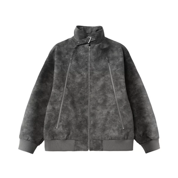 Men's Winter Jacket Baggy Casual Zipper PU leather jacket New in High Street fashion Stand collar American style coat for men - Image 2