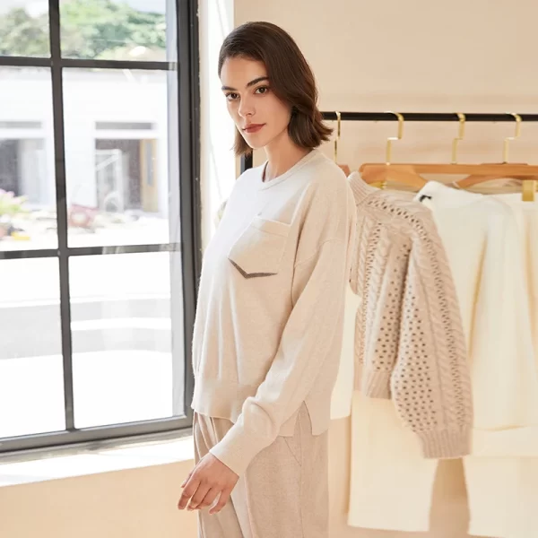 BC-311 Crew Neck Knitted Pullover 12Gg Ladies Clothes Jumper Women's Knitted Sweater 100% Cashmere Clothes - Image 4