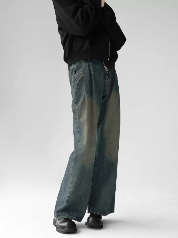 Men's Casual Jeans Baggy Wide Leg Autumn and Winter Trousers Straight Crease Korean Style High Street Fashion Pants For Men - Image 3
