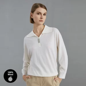 BC670 Light Luxury Collar 100% Pure Merino Wool Knitted Pullover Top For Women'S Sweaters Laidies woolen tops