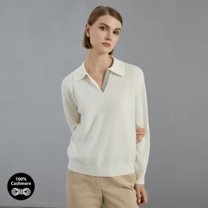 BC746 High Quality Luxury Women's Clothing 100% Cashmere polo shirts Pullover Knitted Sweater