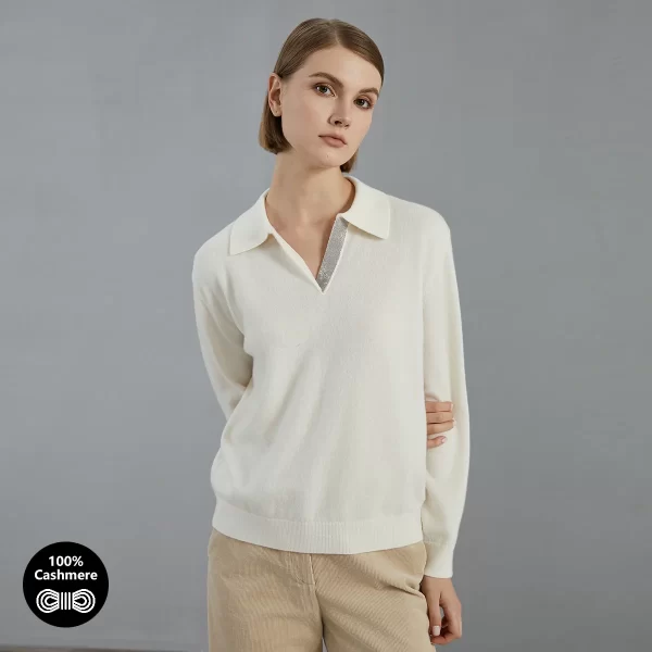 BC746 High Quality Luxury Women's Clothing 100% Cashmere polo shirts Pullover Knitted Sweater