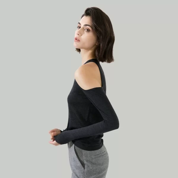 1612 100% Wool Pullover Off shoulder thin top Sweater For Women Ladies autumn Cloths luxury Women's Clothing - Image 4
