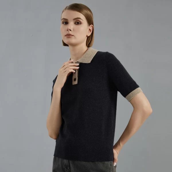 BC813 High Quality Luxury Women's Clothing 100% Cashmere polo neck Pullover Knitted Sweater - Image 4