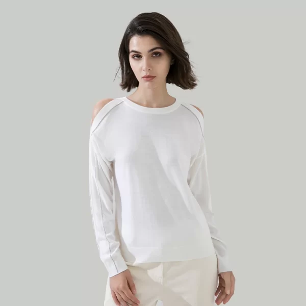 1604 100% Wool Pullover Off shoulder thin loose top Sweater For Women Ladies autumn Cloths luxury Women's Clothing - Image 2