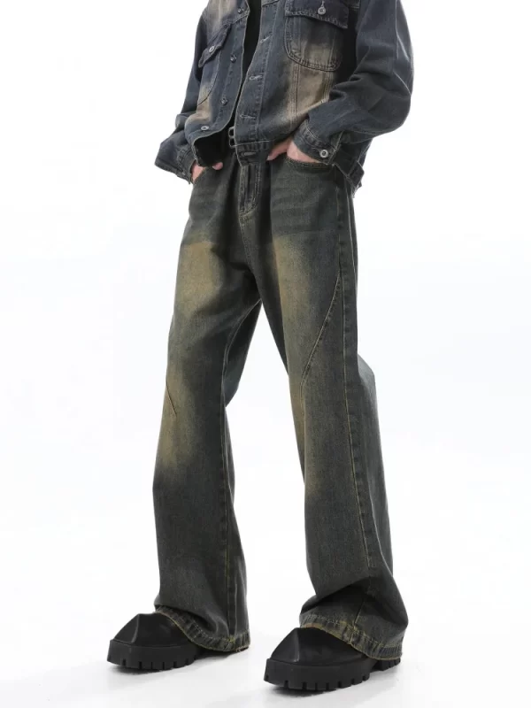 Men's Straight Jeans Baggy Autumn and Winter Stretch Make old style Fashion Wide leg pants Good quality Casual trousers - Image 3