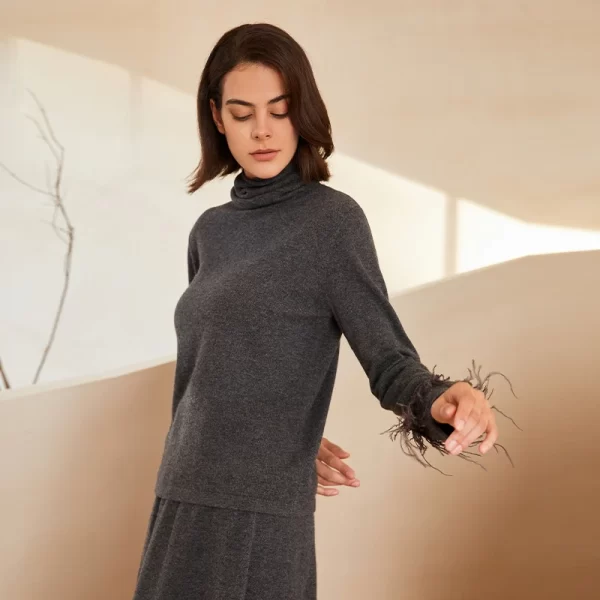 1714 In Stock Long Sleeved Tassel Turtleneck 100% Cashmere Clothes Sweater Knit Jumper Luxury Sweater Womens Sweater Top - Image 5